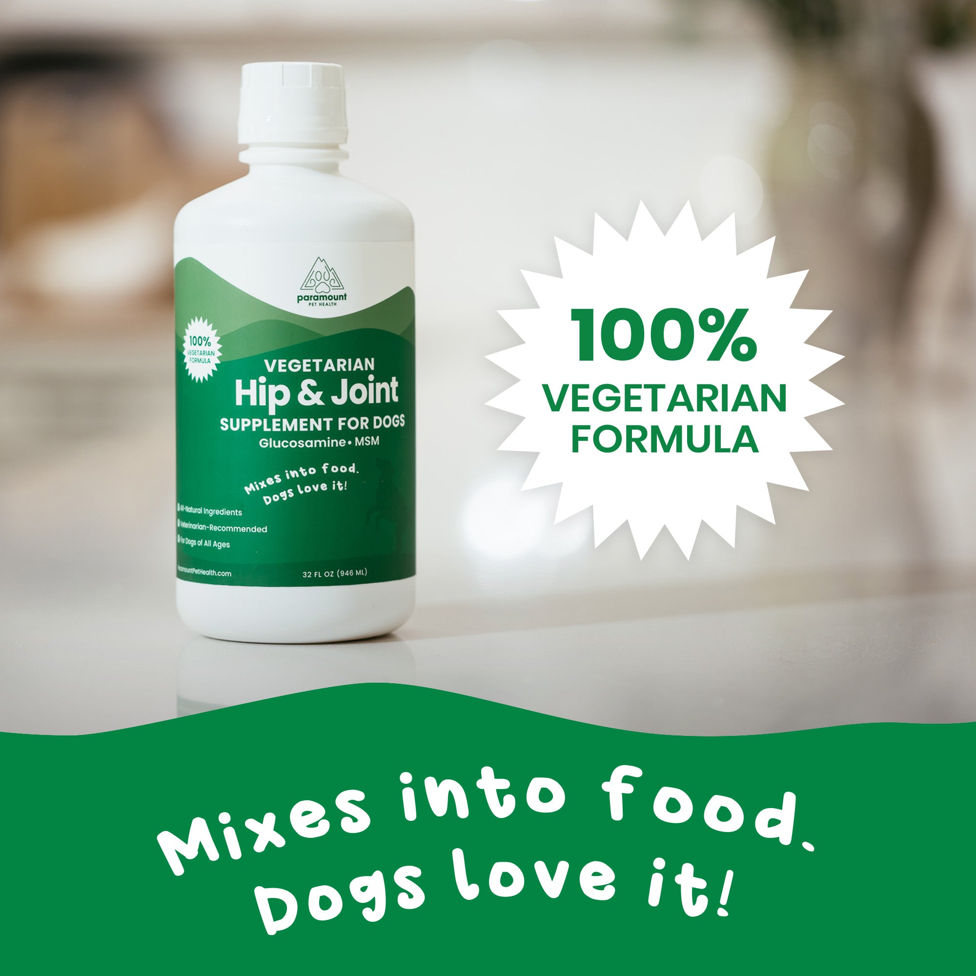 liquid vegetarian glucosamine for dogs mixes well into food